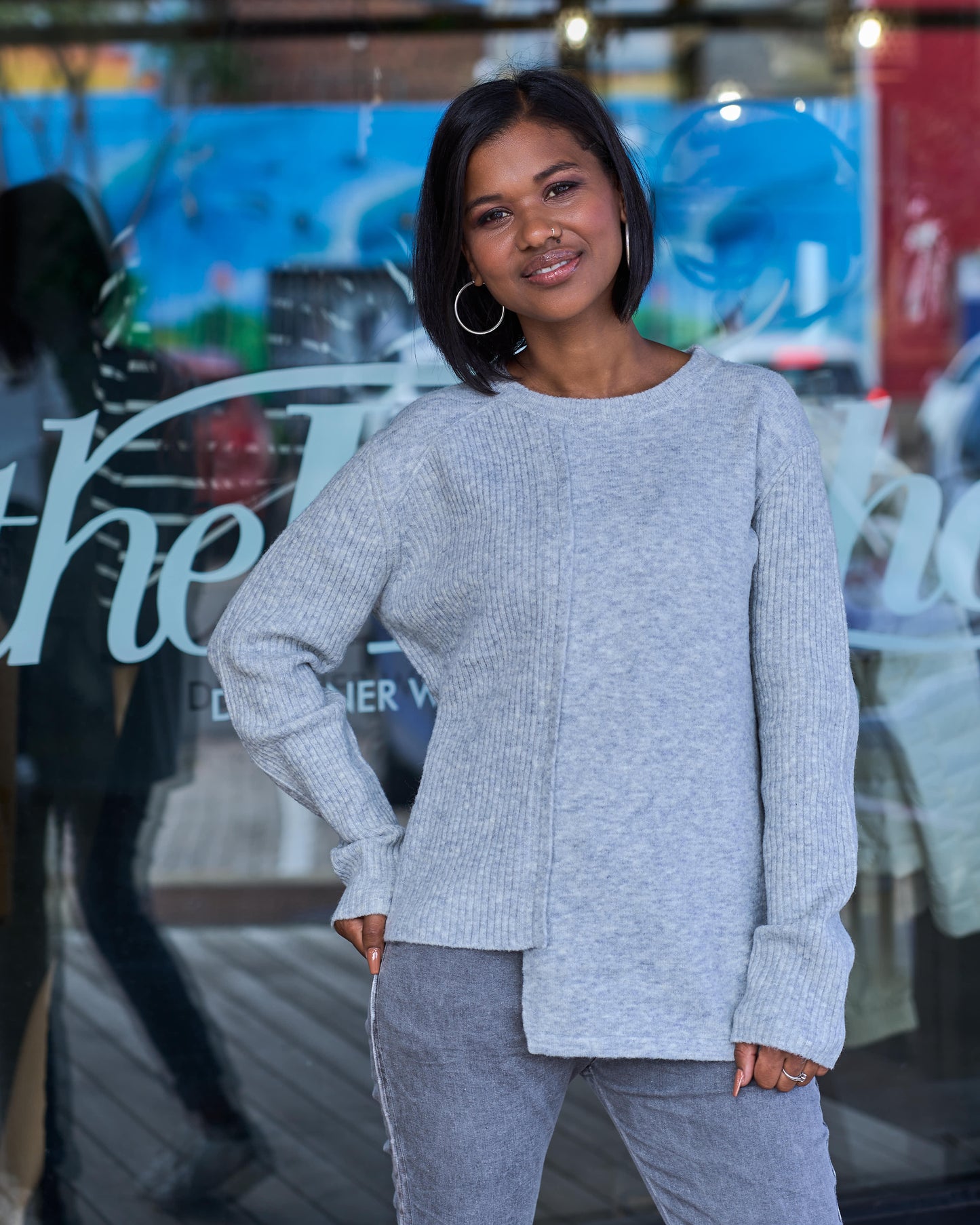 Vertical Pleat Knit | Light Grey