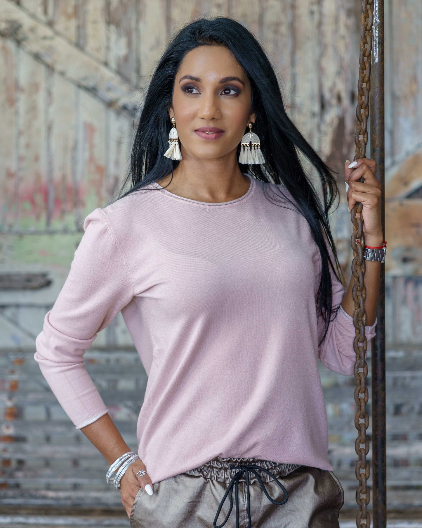 Whisper Trim Basic Top | Pink