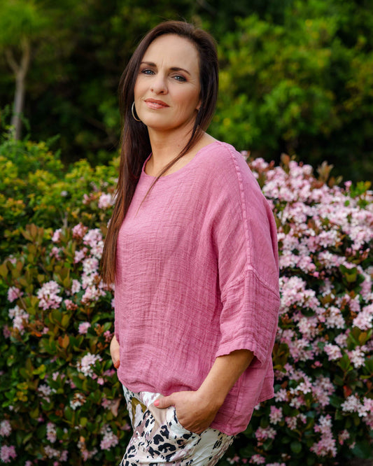 Whisper Weave Linen Top | Rose Bouquet