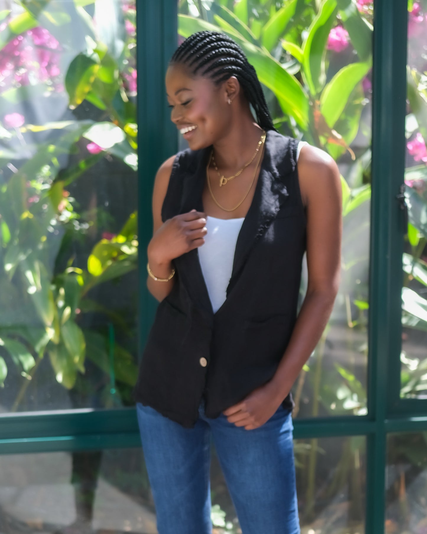 Wishful Linen Waistcoat | Black