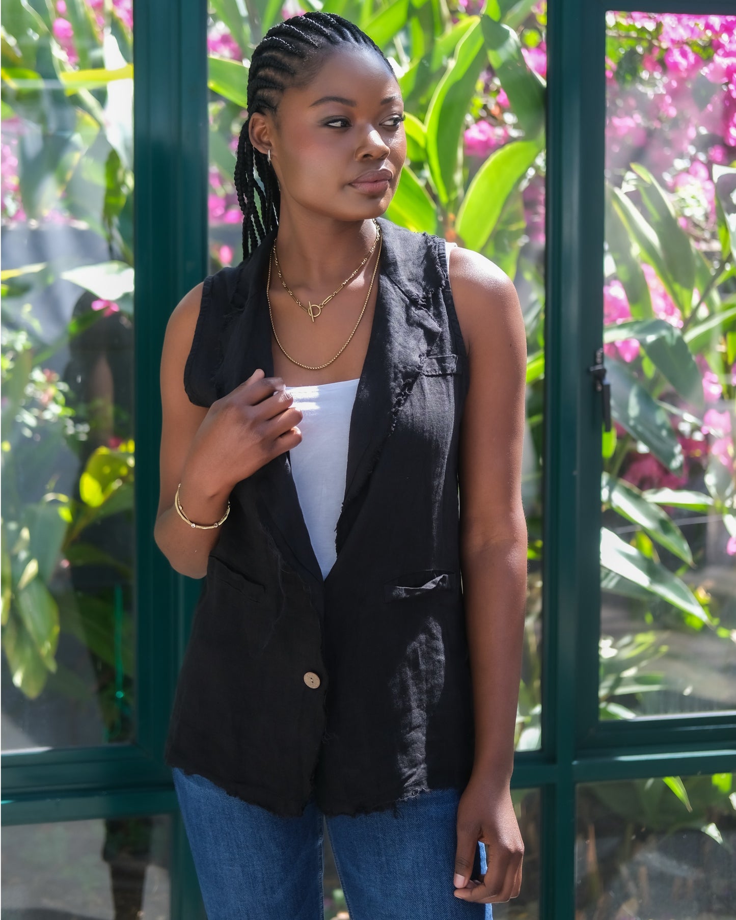 Wishful Linen Waistcoat | Black