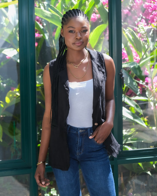 Wishful Linen Waistcoat | Black