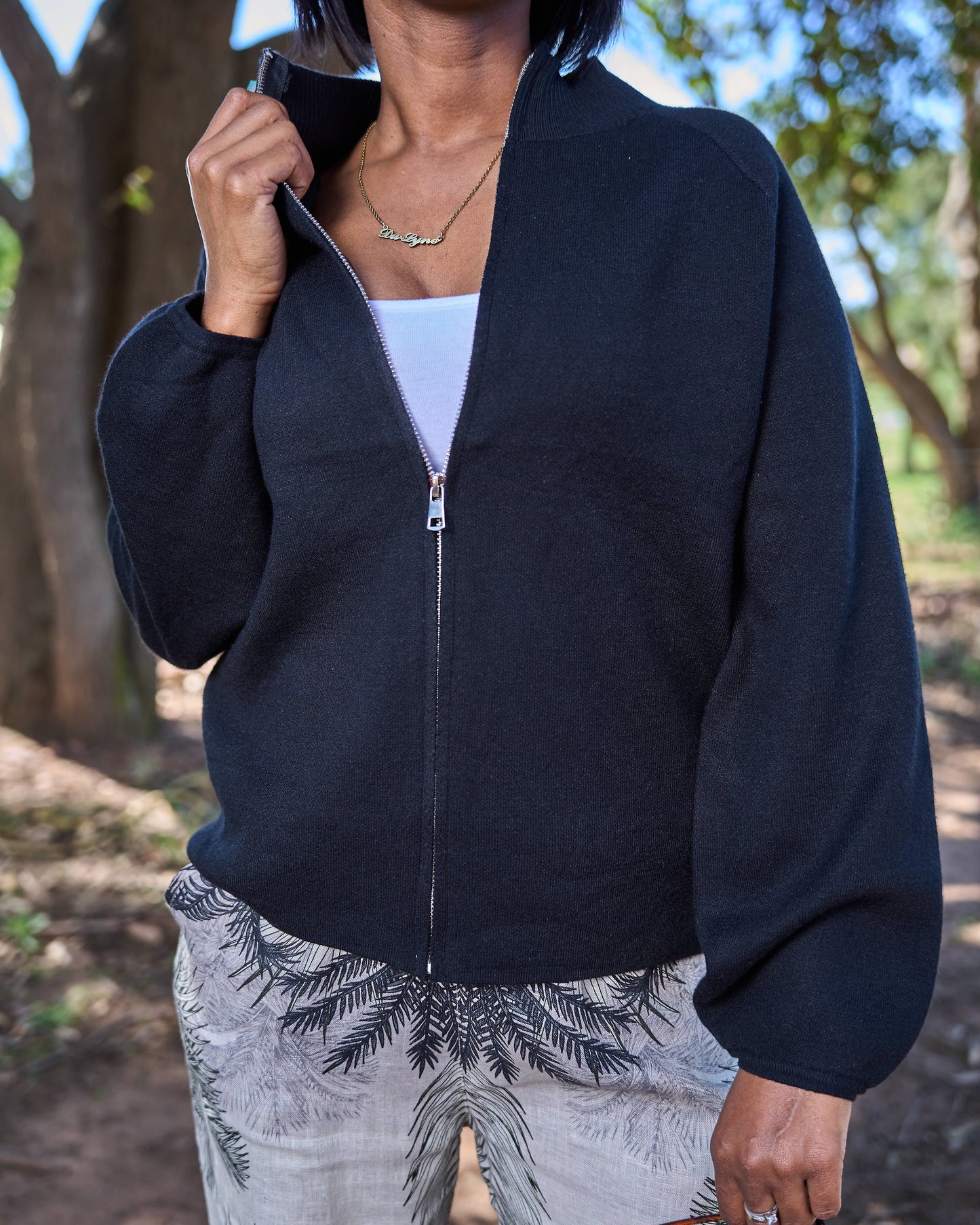 Zip Knitted Cardigan | Black