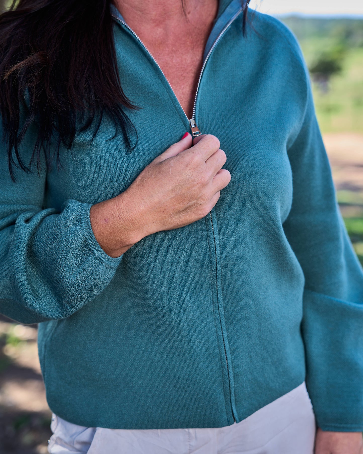Zip Knitted Cardigan | Green