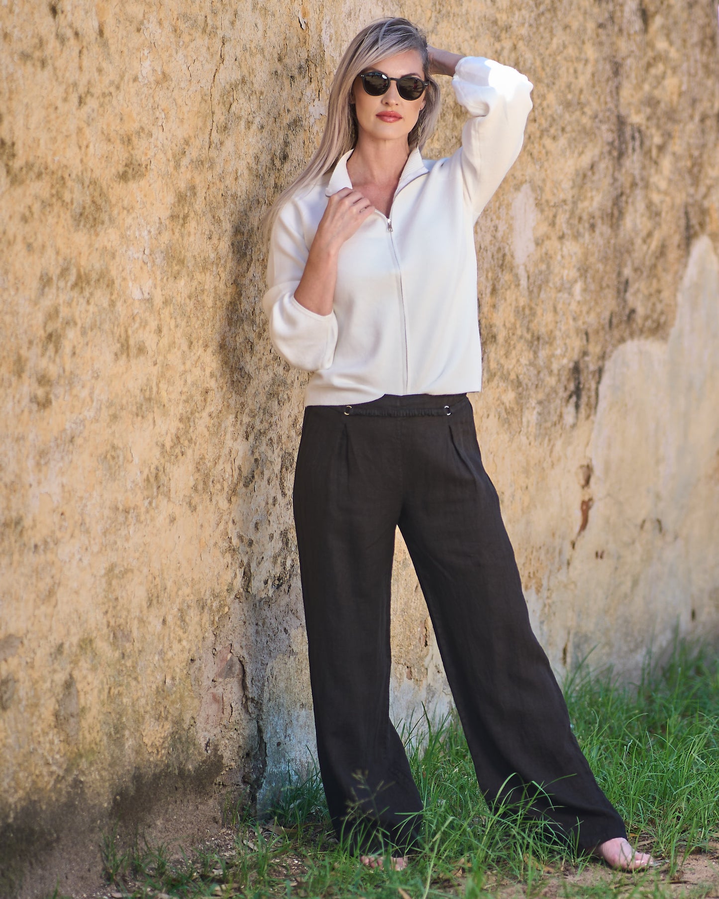 Zip Knitted Cardigan | Milk