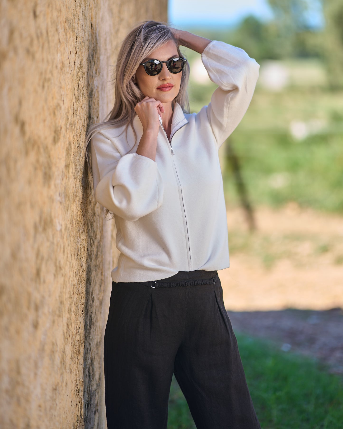 Zip Knitted Cardigan | Milk
