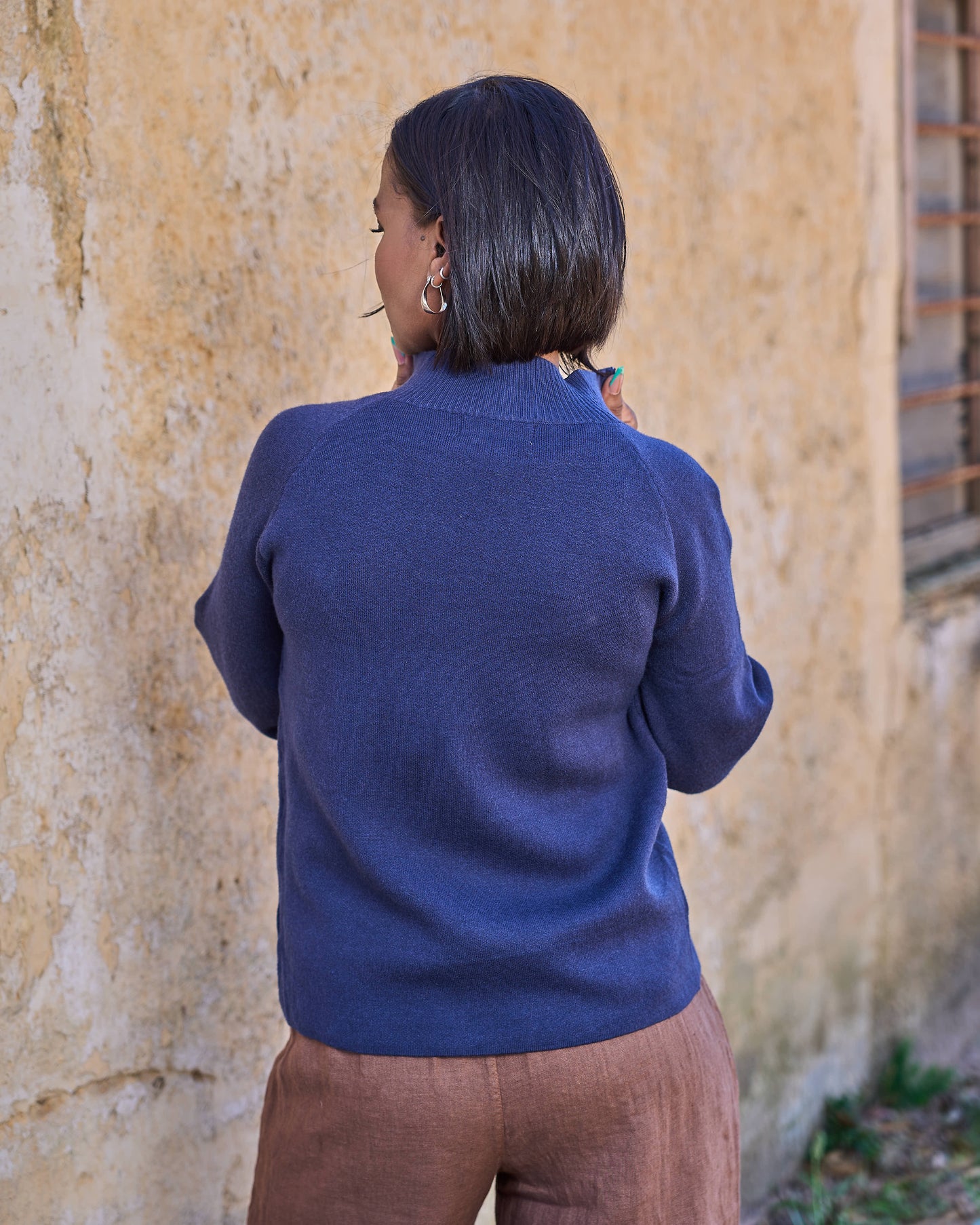 Zip Knitted Cardigan | Navy